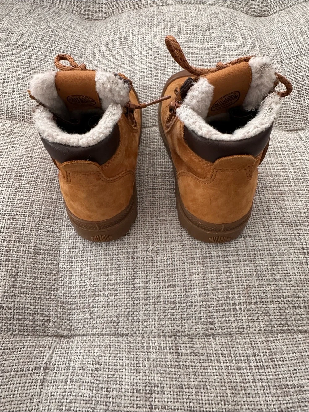 Palladium Kids' Tan Suede Lace-Up Zip Boots